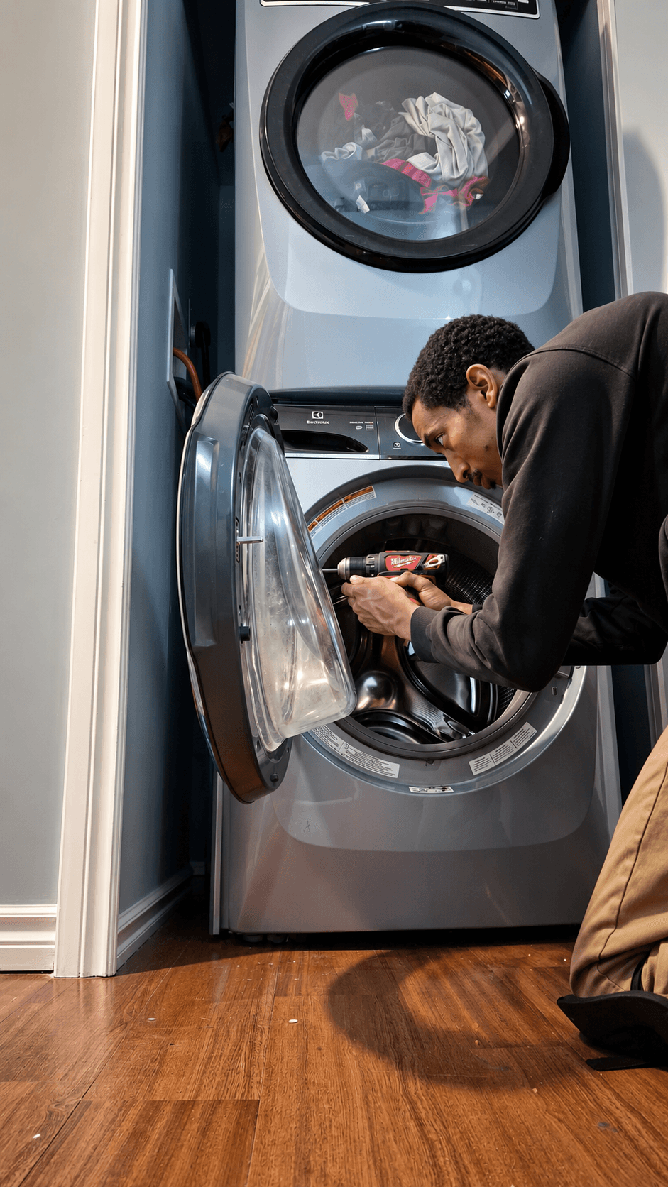 Sherwood Park appliance repair technician fixing a front-load washer